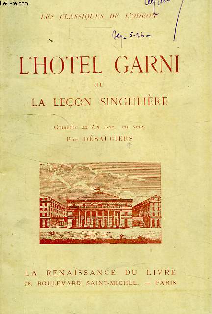 L'HOTEL GARNI OU LA LECON SINGULIERE, COMEDIE EN 1 ACTE