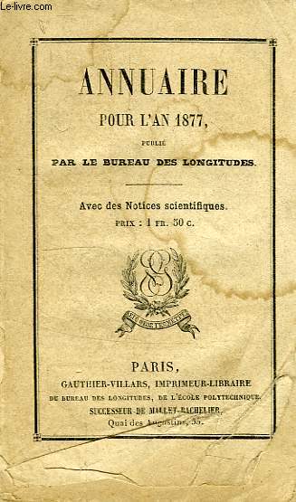 ANNUAIRE POUR L'AN 1877