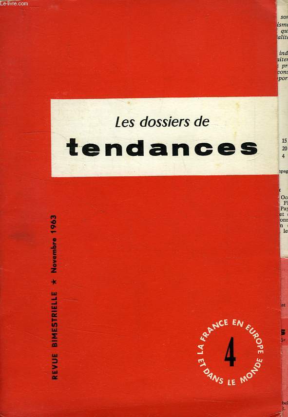 LES DOSSIERS DE TENDANCES, N 4, NOV. 1963