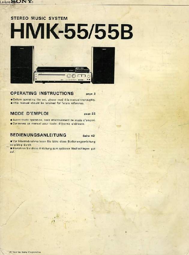 STEREO MUSIC SYSTEM , OPERATING INSTRUCTIONS, MODE D'EMPLOI