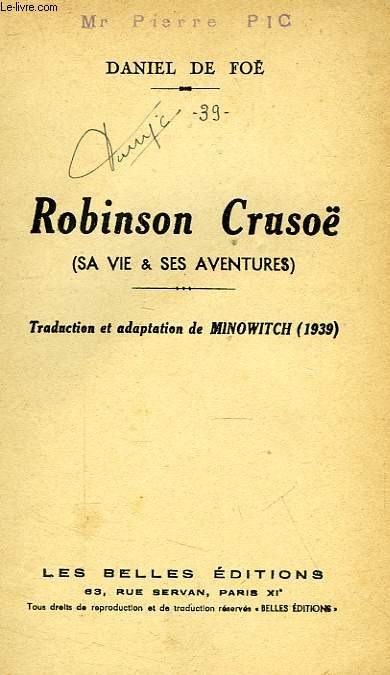 ROBINSON CRUSOE (SA VIE SES AVENTURES)
