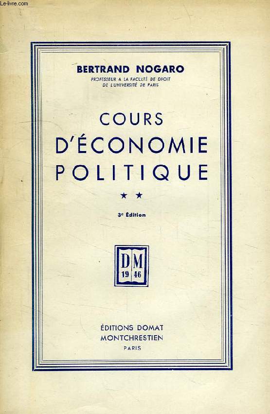 COURS D'ECONOMIE POLITIQUE, TOME II