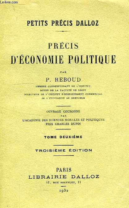 PRECIS D'ECONOMIE POLITIQUE, TOME II