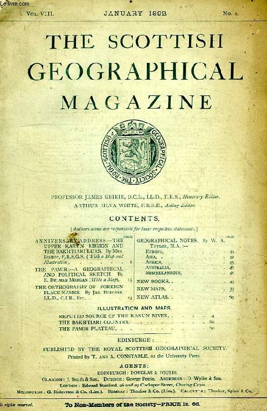 THE SCOTTISH GEOGRAPHICAL MAGAZINE, VOL. VIII, N 1, JAN. 1892