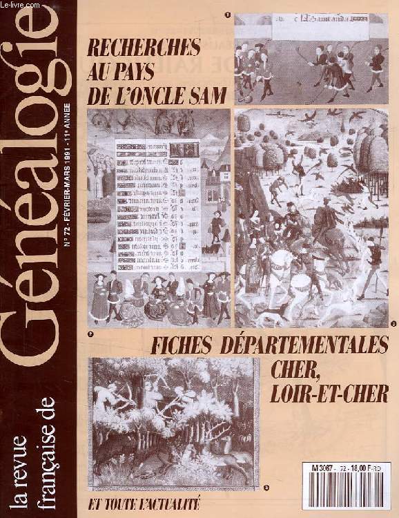 LA REVUE FRANCAISE DE GENEALOGIE, N 72, FEV.-MARS 1991