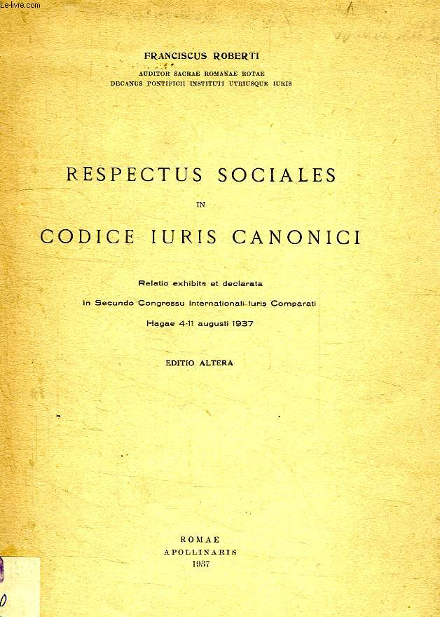 RESPECTUS SOCIALES IN CODICE IURIS CANONICI