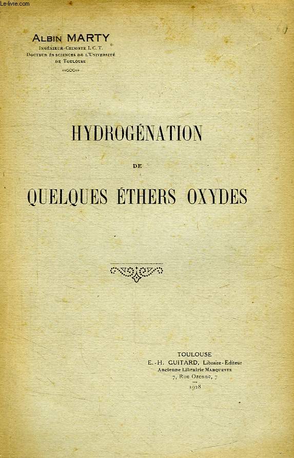 HYDROGENATION DE QUELQUES ETHERS OXYDES