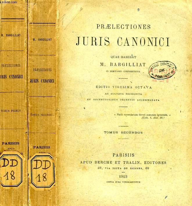 PRAELECTIONES JURIS CANONICI, 2 TOMES