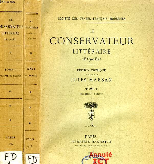 LE CONSERVATEUR LITTERAIRE, 1819-1821, 2 TOMES
