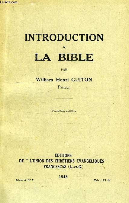 INTRODUCTION A LA BIBLE