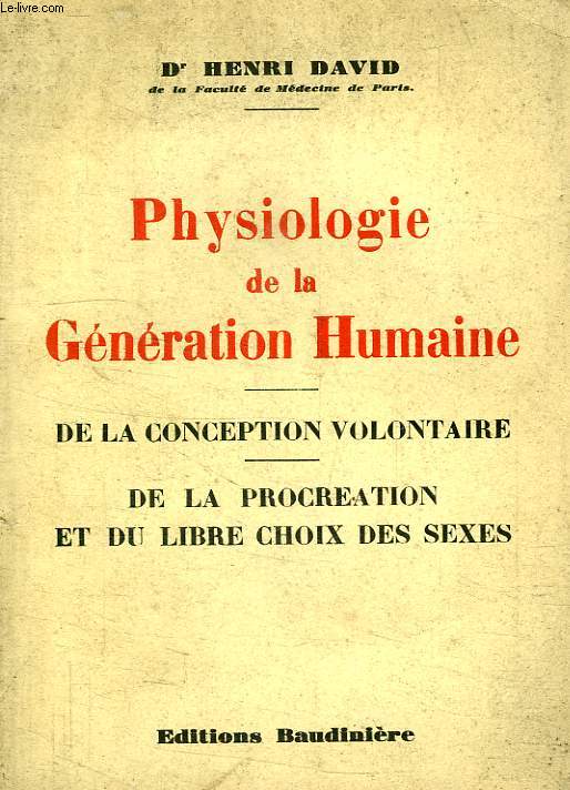 PHYSIOLOGIE DE LA GENERATION HUMAINE