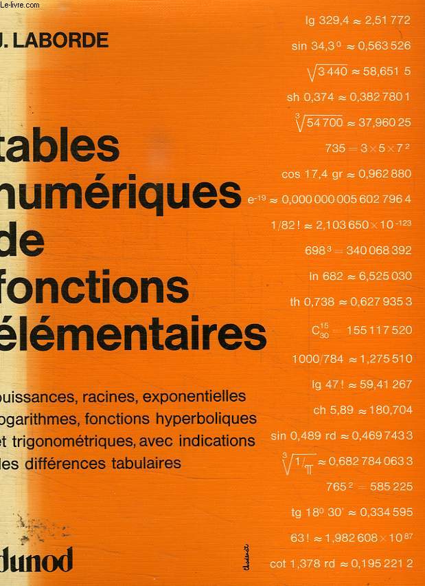 TABLES NUMERIQUES DE FONCTIONS ELEMENTAIRES
