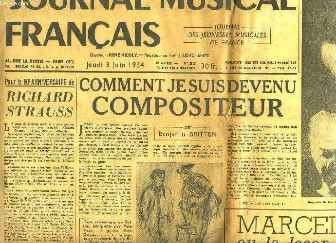 LE JOURNAL MUSICAL FRANCAIS, 3e ANNEE, N 30, 3 JUIN 1954
