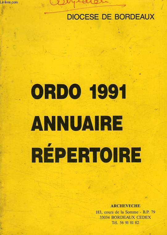 ORDO 1991, ANNUAIRE REPERTOIRE