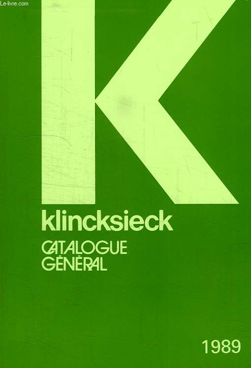 KLINCKSIECK, CATALOGUE GENERAL 1989