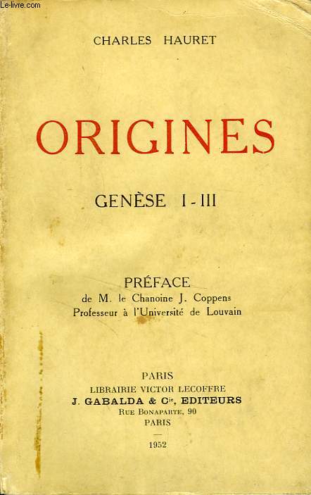 ORIGINES, GENESE I-III