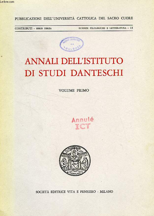 ANNALI DELL'ISTITUTO DI STUDI DANTESCHI, VOLUME I