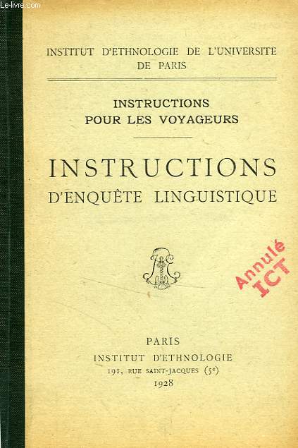 INSTRUCTIONS D'ENQUETE LINGUISTIQUE