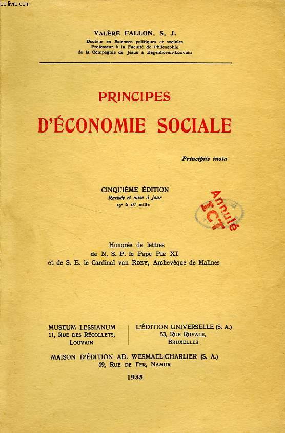 PRINCIPES D'ECONOMIE SOCIALE