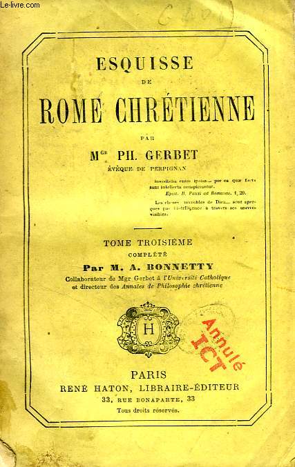 ESQUISSE DE ROME CHRETIENNE, TOME III