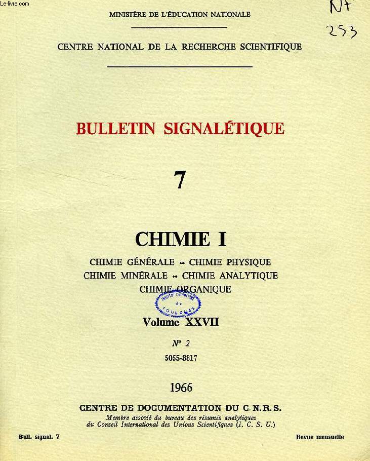 BULLETIN SIGNALETIQUE, 7, CHIMIE I, VOLUME XXVII, N 2, 5055-8817