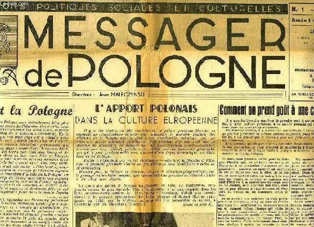 MESSAGER DE POLOGNE, ANNEE 1, N 1, JAN. 1947