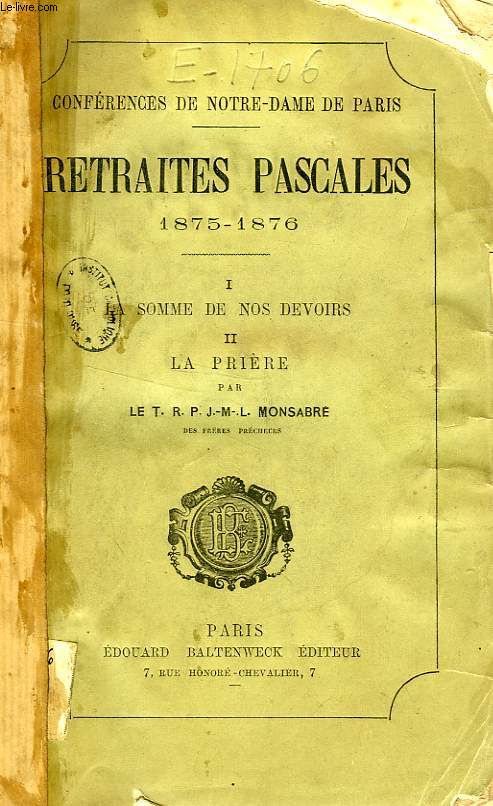 RETRAITES PASCALES 1875-1876