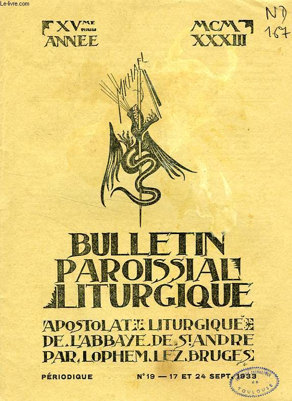 BULLETIN PAROISSIAL LITURGIQUE, 15e ANNEE, N 19, SEPT. 1933