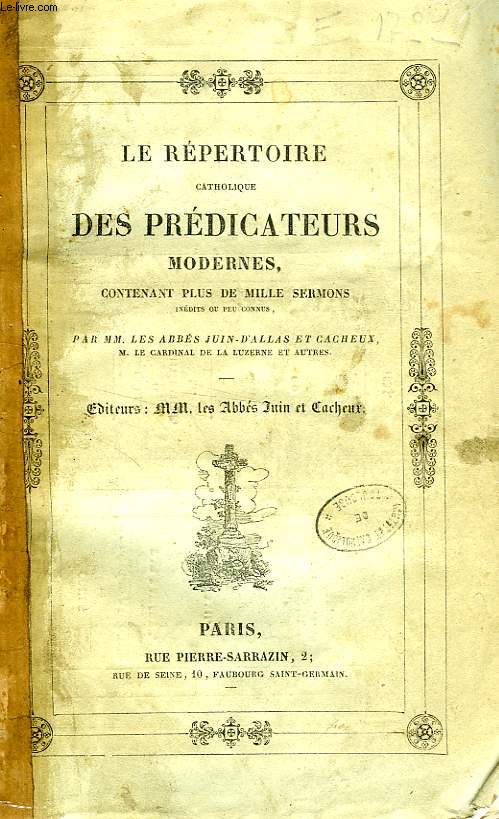 LE REPERTOIRE CATHOLIQUE DES PREDICATEURS MODERNES, TOME III