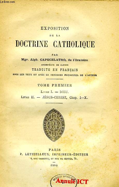 EXPOSITION DE LA DOCTRINE CATHOLIQUE, 2 TOMES