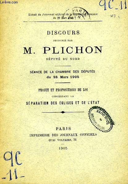 DISCOURS PRONONCE PAR M. PLICHON, DEPUTE DU NORD
