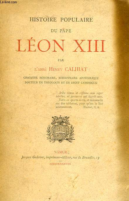 HISTOIRE POPULAIRE DU PAPE LEON XIII