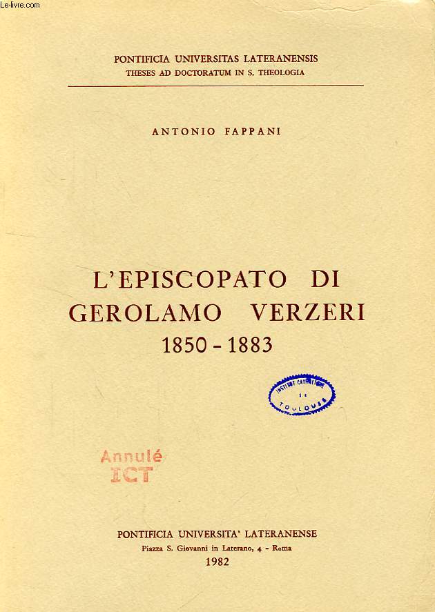 L'EPISCOPATO DI GIROLAMO VERZERI, 1850-1883