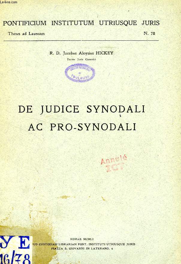 DE JUDICE SYNODALI AC PRO-SYNODALI