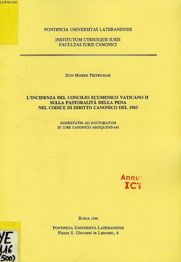 L'INCIDENZA DEL CONCILIO ECUMENICO VATICANO II SULLA PASTORALITA DELLA PENA NEL CODICE DI DIRITTO CANONICO DEL 1983