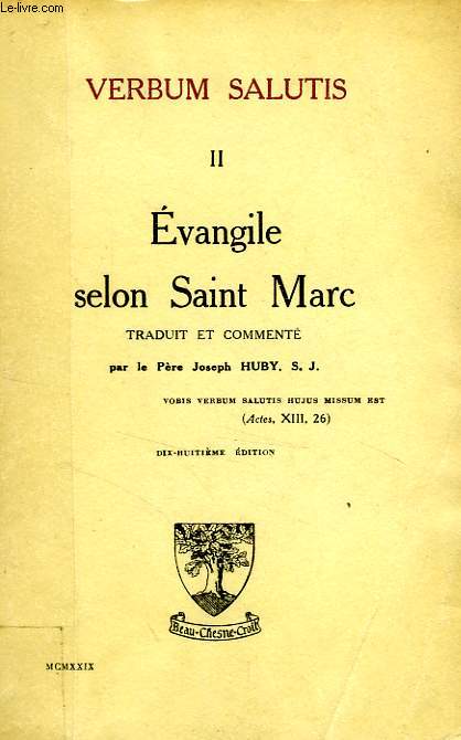 VERBUM SALUTIS, II, EVANGILE SELON SAINT MARC