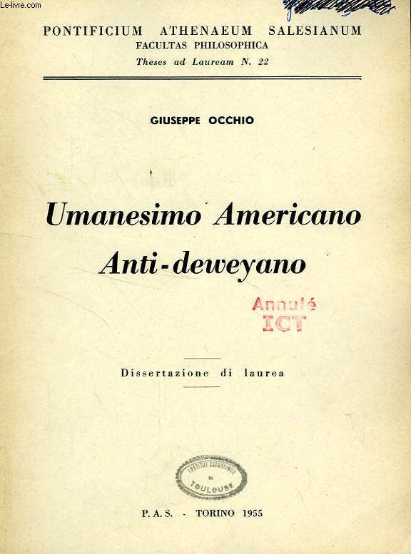 UMANESIMO AMERICANO ANTI - DEWEYANO