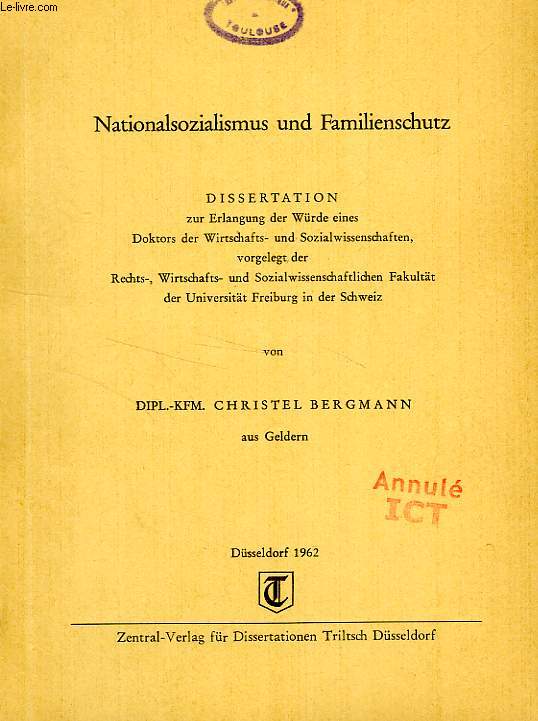 NATIONALSOZIALISMUS UND FAMILIENSCHUTZ (DISSERTATION)