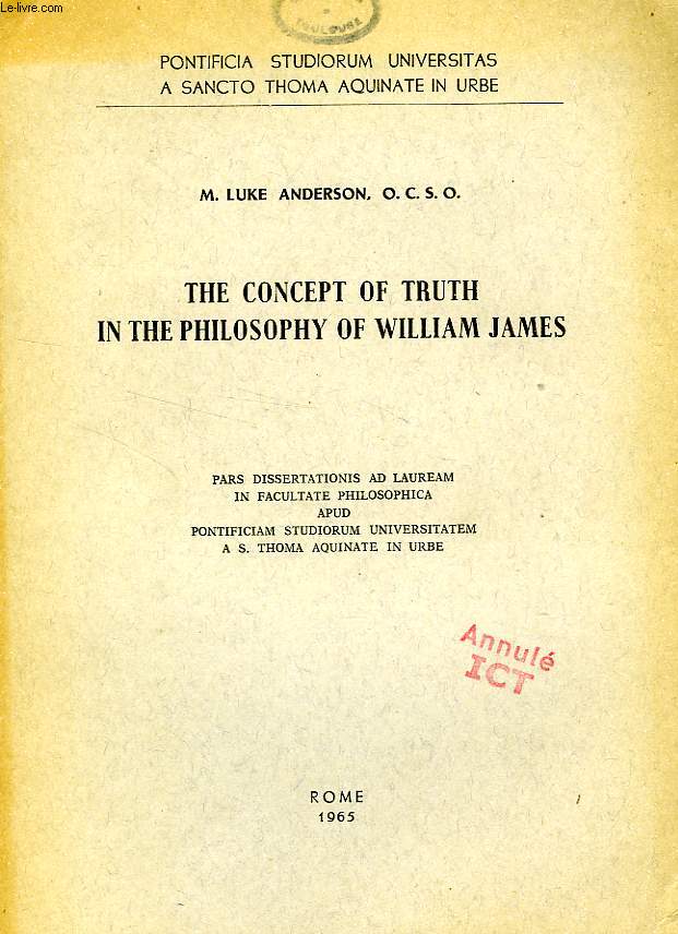 THE CONCEPT OF TRUTH IN THE PHILOSOPHY OF WILLIAM JAMES