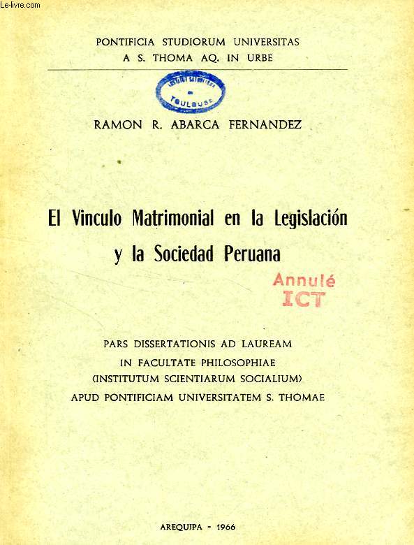 EL VINCULO MATRIMONIAL EN LA LEGISLACION Y LA SOCIEDAD PERUANA