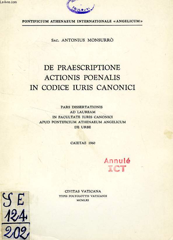DE PRAESCRIPTIONE ACTIONIS POENALIS IN CODICE IURIS CANONICI