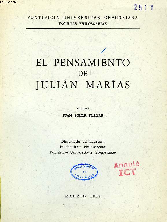 EL PENSAMIENTO DE JULIAN MARIAS