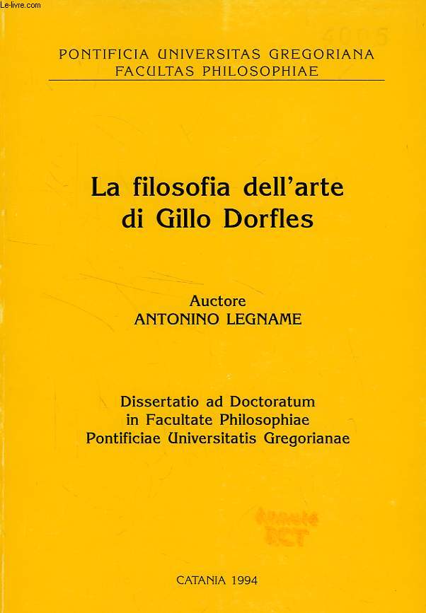 LA FILOSOFIA DELL'ARTE DI GILLO DORFLES