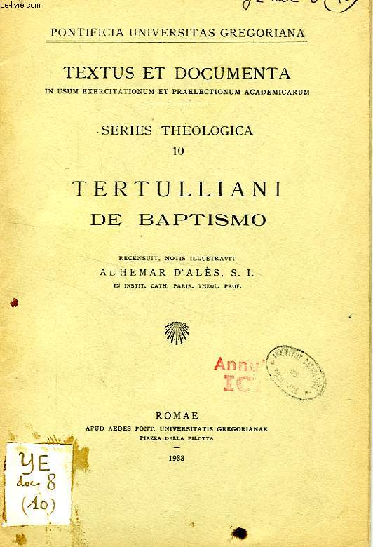 TERTULLIANI DE BAPTISMO
