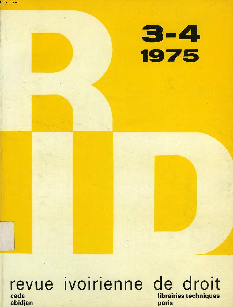 REVUE IVOIRIENNE DE DROIT, N 3-4, 1975