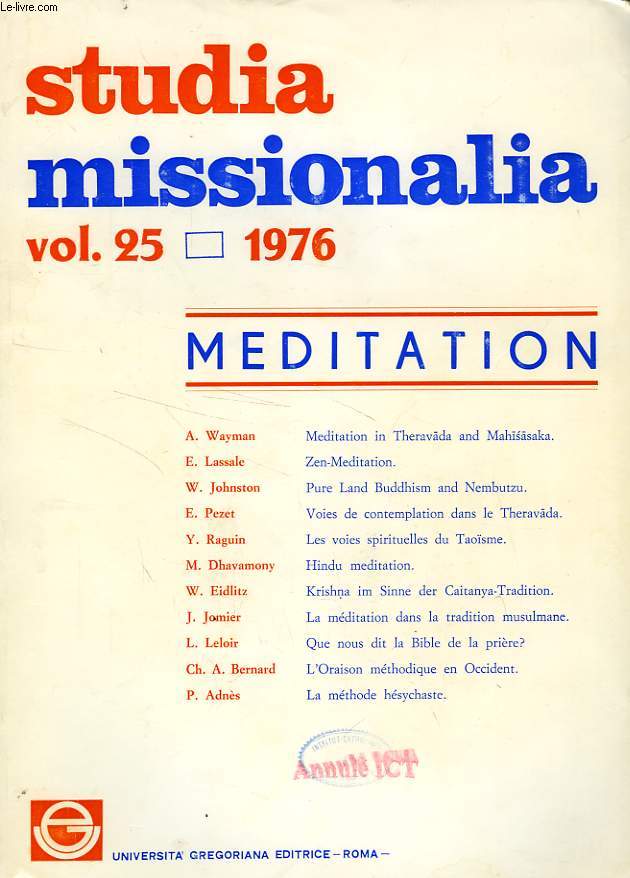 STUDIA MISSIONALIA, VOL. 25, 1976, MEDITATION