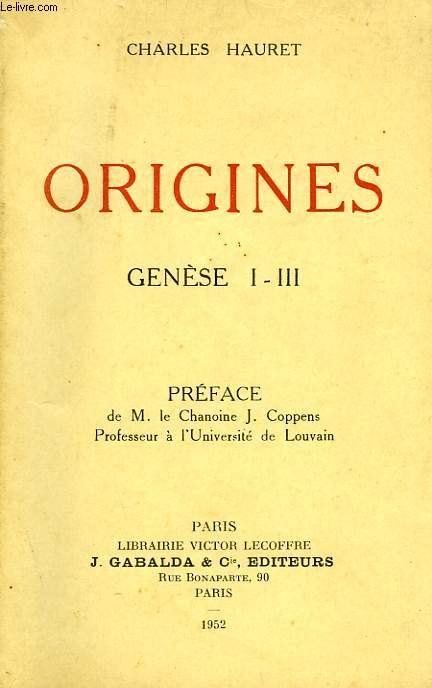 ORIGINES, GENESE I-III