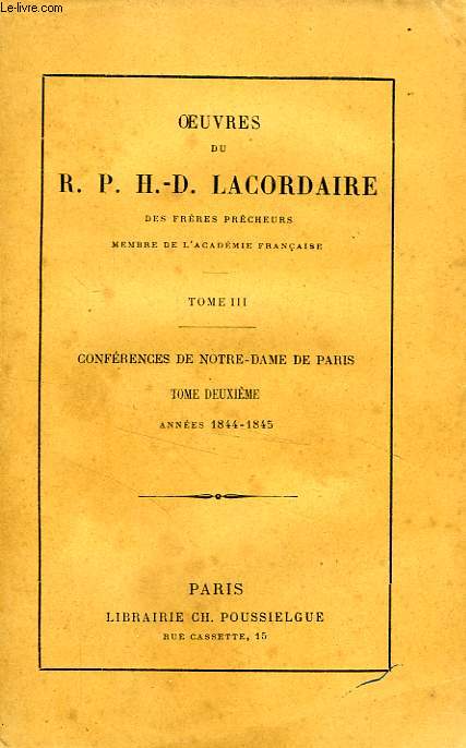 CONFERENCES DE NOTRE-DAME DE PARIS, TOME II, 1844-1845