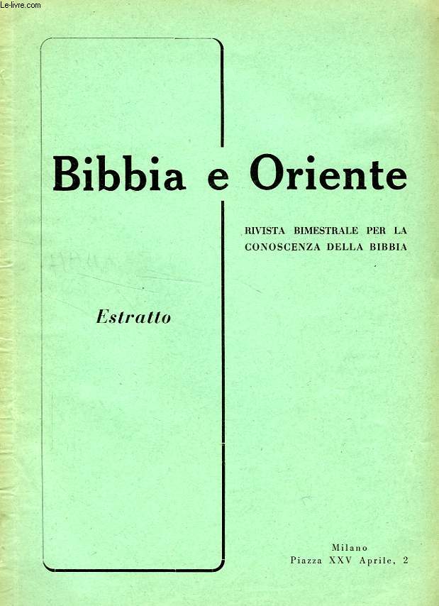 BIBBIA E ORIENTE, ESTRATTO, 'LO STENDERE IL DITO'
