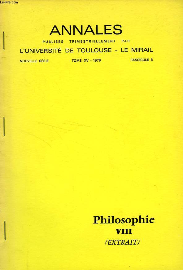 ANNALES DE L'UNIVERSITE DE TOULOUSE - LE MIRAL, NOUVELLE SERIE, TOME XV, FASC. 8, 1979, EXTRAIT, BIBLIOGRAPHIE DE GEORGES BASTIDE